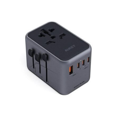 AUKEY PA-TA08 UNIVERSAL TRAVEL ADAPTER WITH USB-C AND USB-A PORTS ( 4-PORT | PD | PPS | TRAVEL ADAPTER | GAN III | 65W) - BLACK